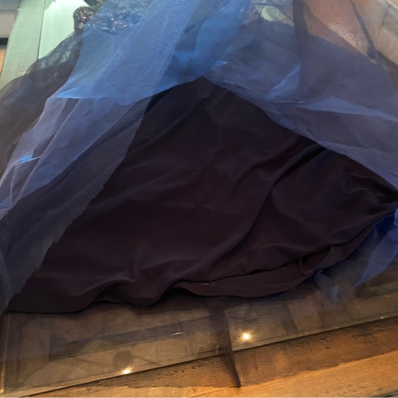 Vera Wang Sequin and Tule Navy Metallic Knee Length size 8 - Picture 5 of 16